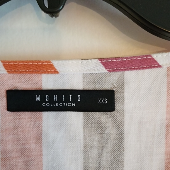 Cotton striped midi summer dress button down v neck - Picture 3 of 8